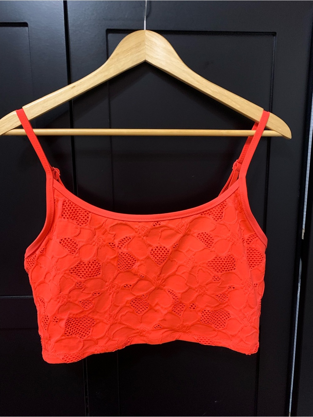 aerie Orange Crochet Bikini Top XL scoop beach swim